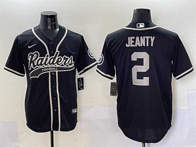 Men%27s Las Vegas Raiders #2 Ashton Jeanty Black Cool Base Stitched Baseball Jersey